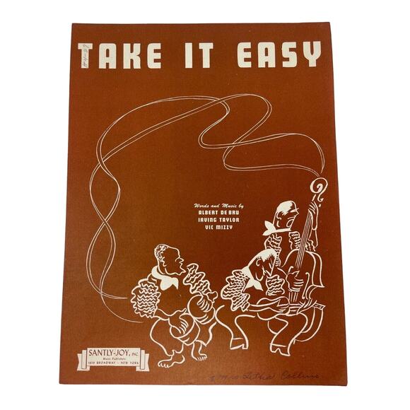 1943 Take It Easy Fox Trot Sheet Music Albert De Bru Irving Taylor Vic Mizzy - Picture 4 of 5